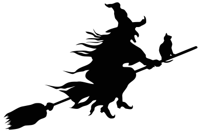 Witch Flying Broom Silhouette clipart