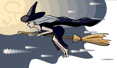 Witch flying on a broom clipart