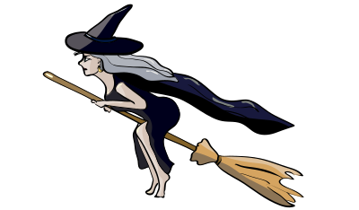 Witch Flying on a Broom - Isolated clipart