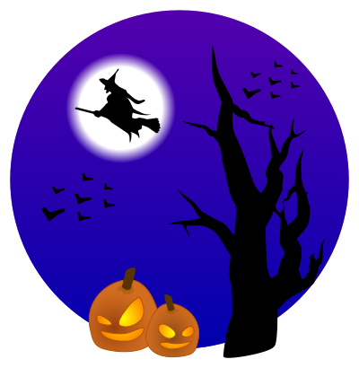 Witch on broom clipart