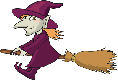 Witch on broom clipart