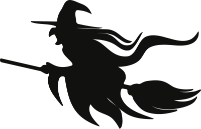 Witch on Broomstick Silhouette clipart