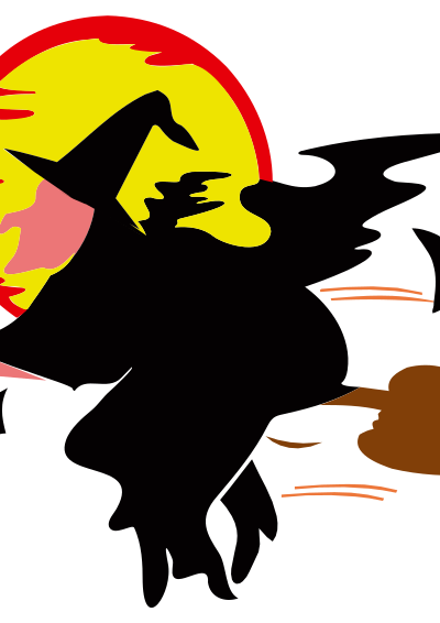Witch over harvest moon clipart