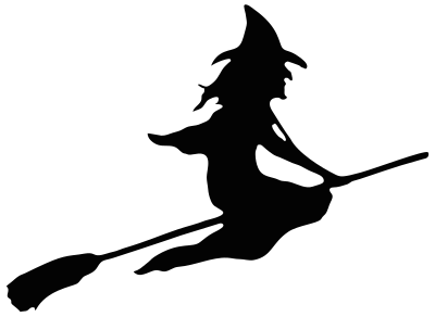 Witch Riding Broom Silhouette Smoothed clipart