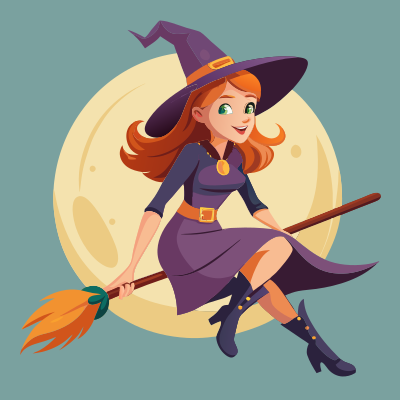 Witch riding on a broom clipart