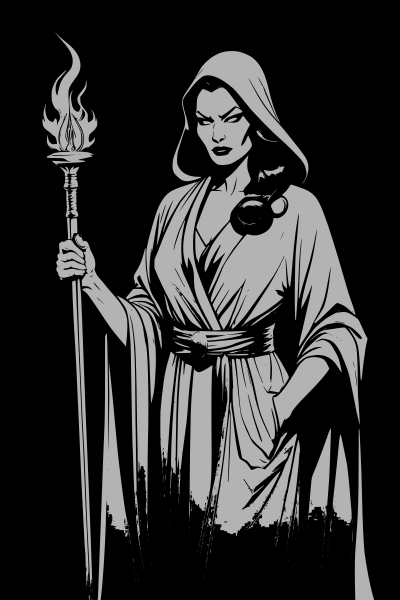 Witch with staff clipart