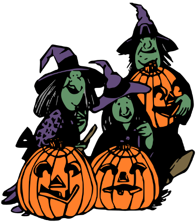 Witches and pumpkins - colour remix clipart