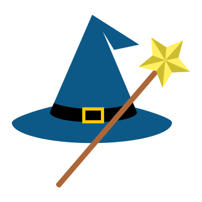 Wizard hat and wand clipart