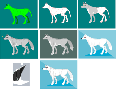Wolf (step by step) clipart