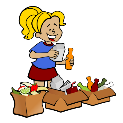 Woman and boxes clipart