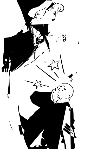 Woman beating man clipart