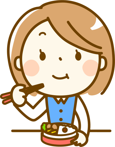 Woman eating bento clipart