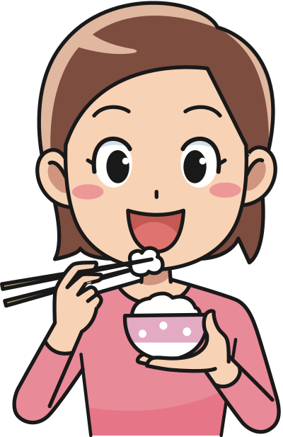 Woman eating rice clipart
