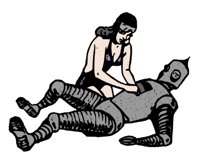 Woman Helps a Hurt Robot - Colour Remix clipart