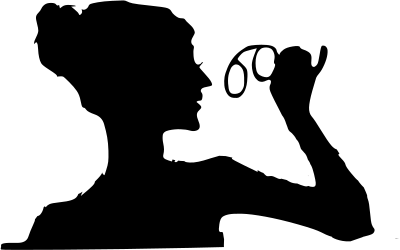 Woman holding glasses in old-fashioned costume clipart