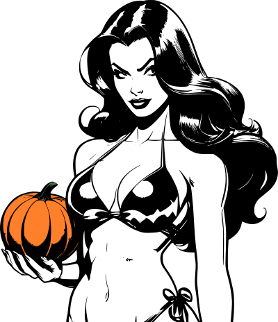 Woman holding pumpkin clipart