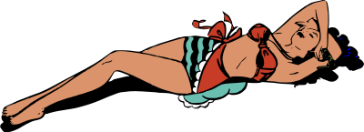 Woman in bikini on the beach clipart