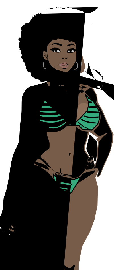 Woman in Bikini with Afro clipart
