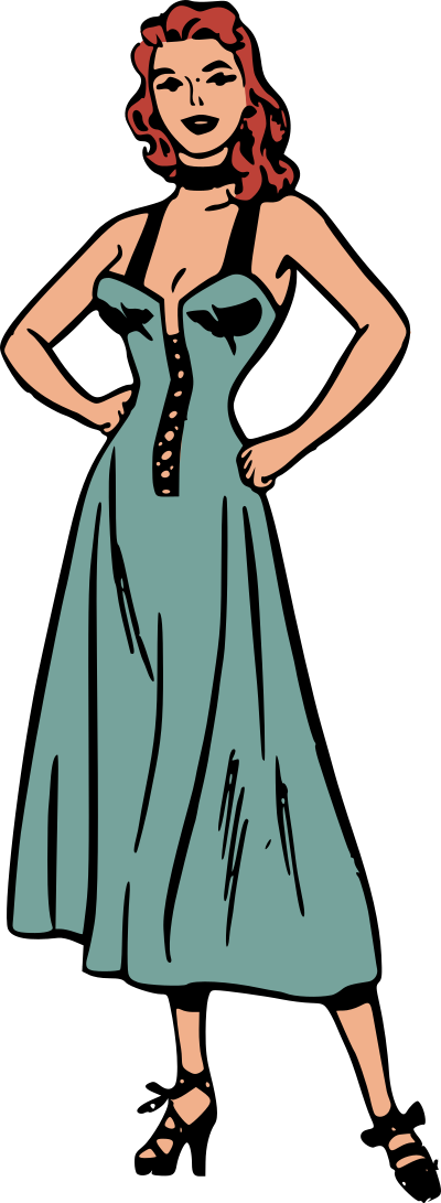 Woman in blue dress clipart
