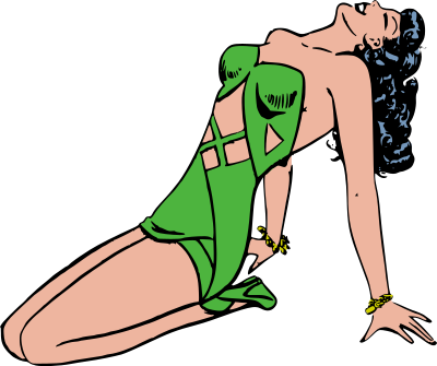 Woman in green swimsuit clipart