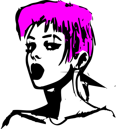 Woman in pink hair clipart
