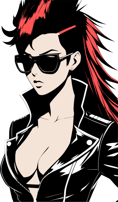 Woman in sunglasses and leather jacket clipart