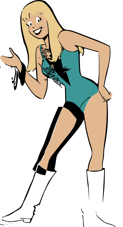 Woman in swimsuit and boots clipart
