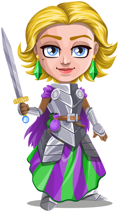 Woman knight warrior in armor, holding a sword - 2 - blonde clipart