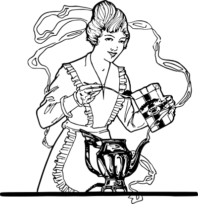 Woman Making Coffee clipart