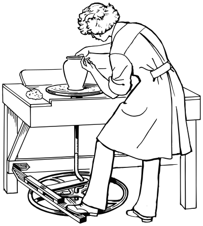 Woman Making Pottery clipart