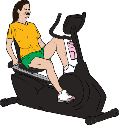 Woman on Exercise Bike clipart