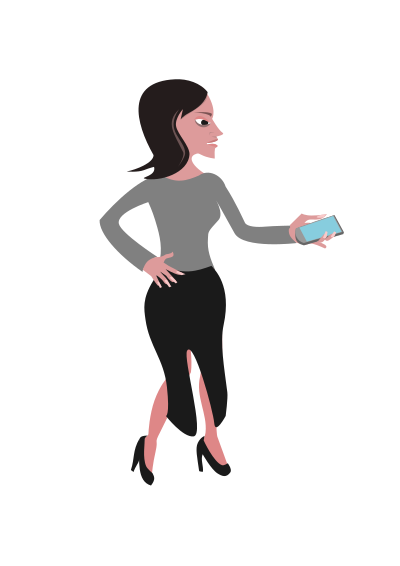 Woman on Mobile Device clipart