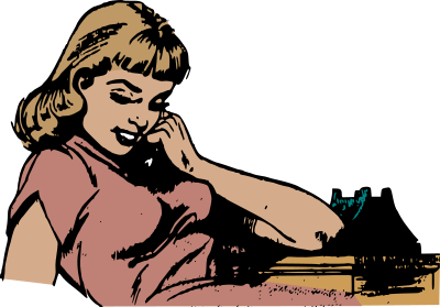 Woman on phone clipart
