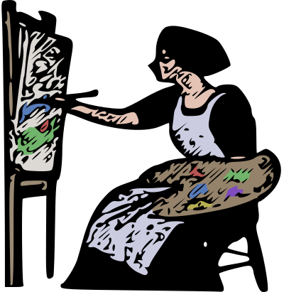 Woman Painting - Colour clipart