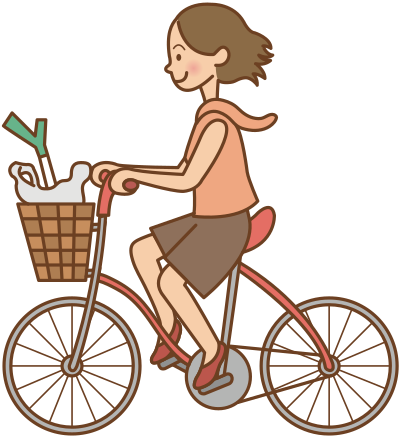 Woman riding a bicycle clipart