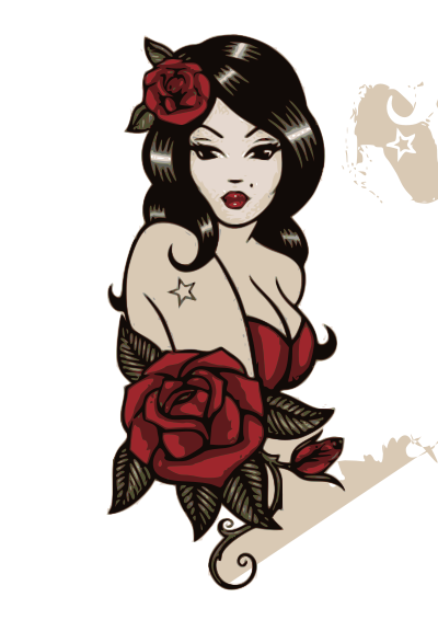 Woman, roses clipart