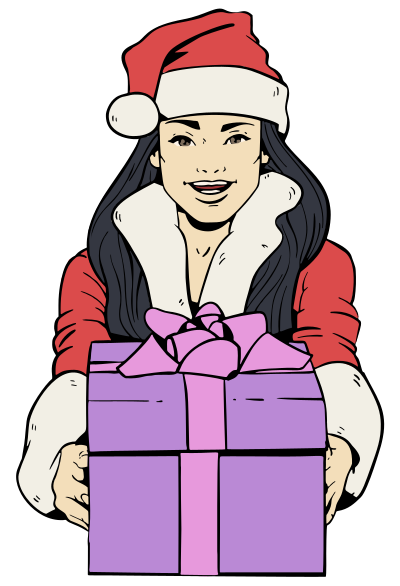 Woman Santa Suit - Colour clipart