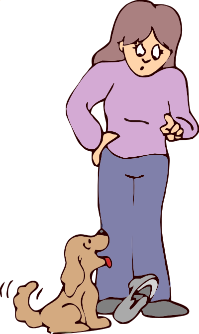 Woman scolding dog clipart