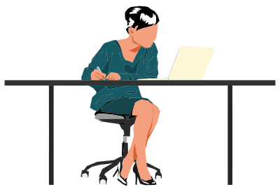 Woman Sitting At Desk clipart