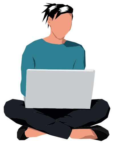 Woman Sitting Down With Laptop clipart