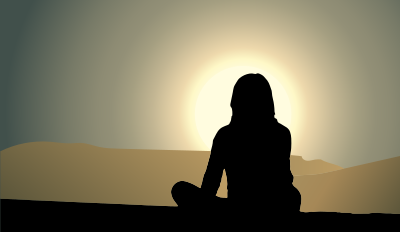 Woman Sitting Sunset Silhouette clipart