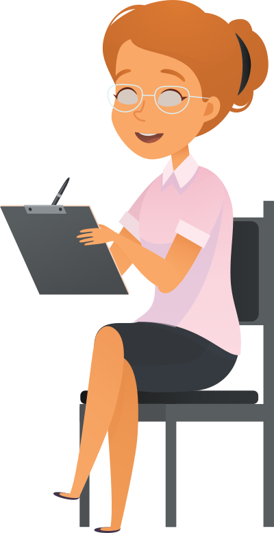 Woman Sitting Writing On Clipboard clipart
