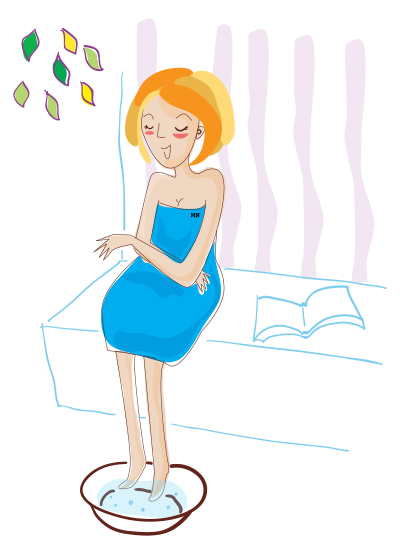 Woman Soaking Feet clipart