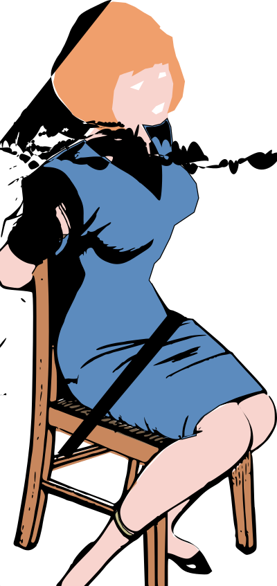 Woman tied to chair clipart