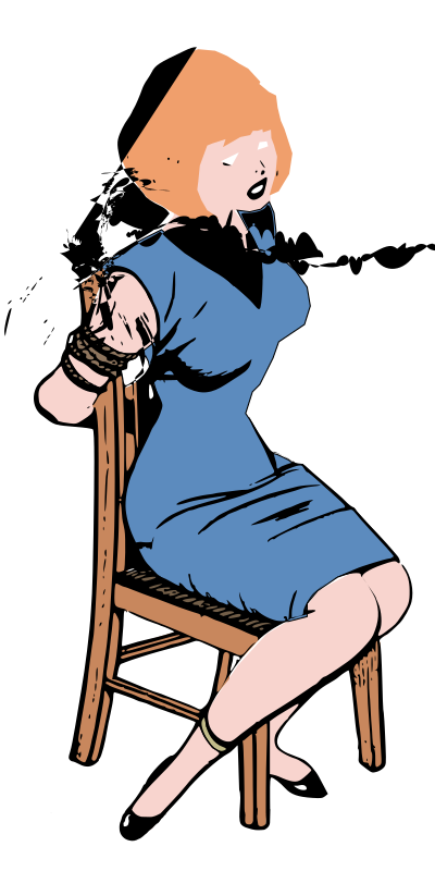 Woman tied to chair - remix clipart