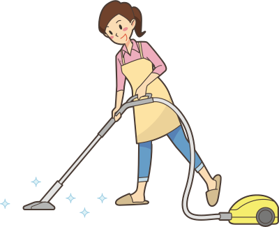 Woman vacuuming clipart