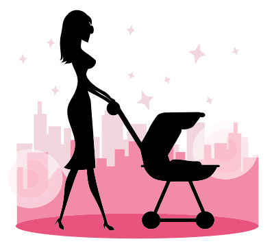 Woman With Baby Carriage Silhouette clipart
