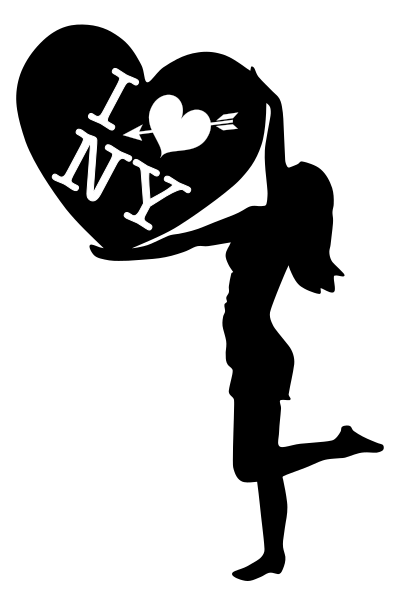 Woman With Big Heart Loves NY Black And White clipart