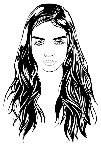 Woman With Cold Stare Line Art clipart