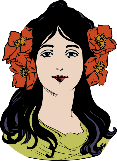 Woman with Flowers in her Hair - Colour Remix clipart